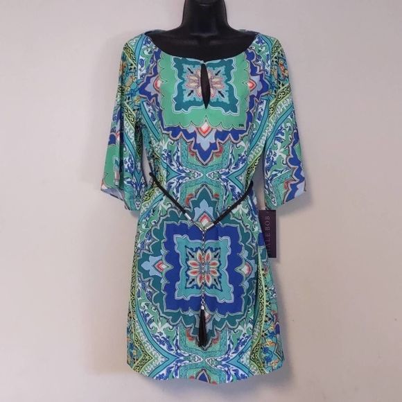 Hale Bob Dresses & Skirts - Hale Bob Mandala Paisley Belted Shift Dress in Teal Small $290